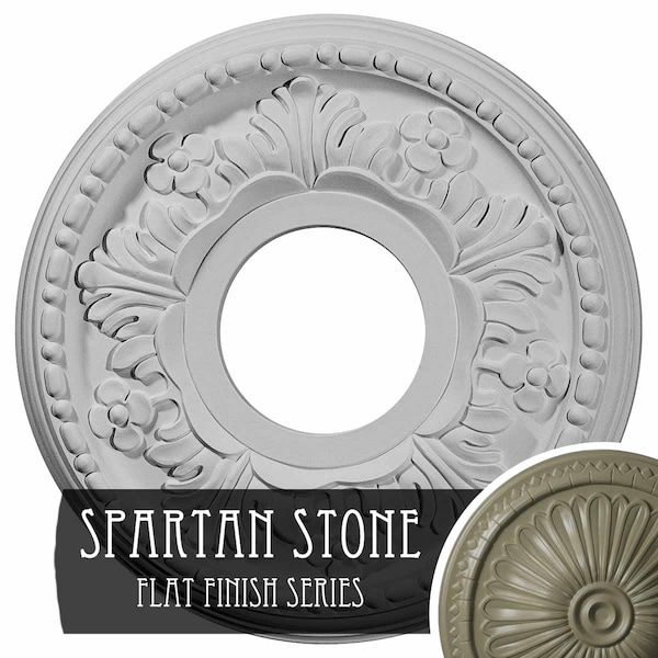 Ekena Millwork Helene Ceiling Medallion (Fits Canopies up to 5 1/4"), 11 7/8"OD x 3 5/8"ID x 7/8"P, Spartan Stone CM11HESSF - main